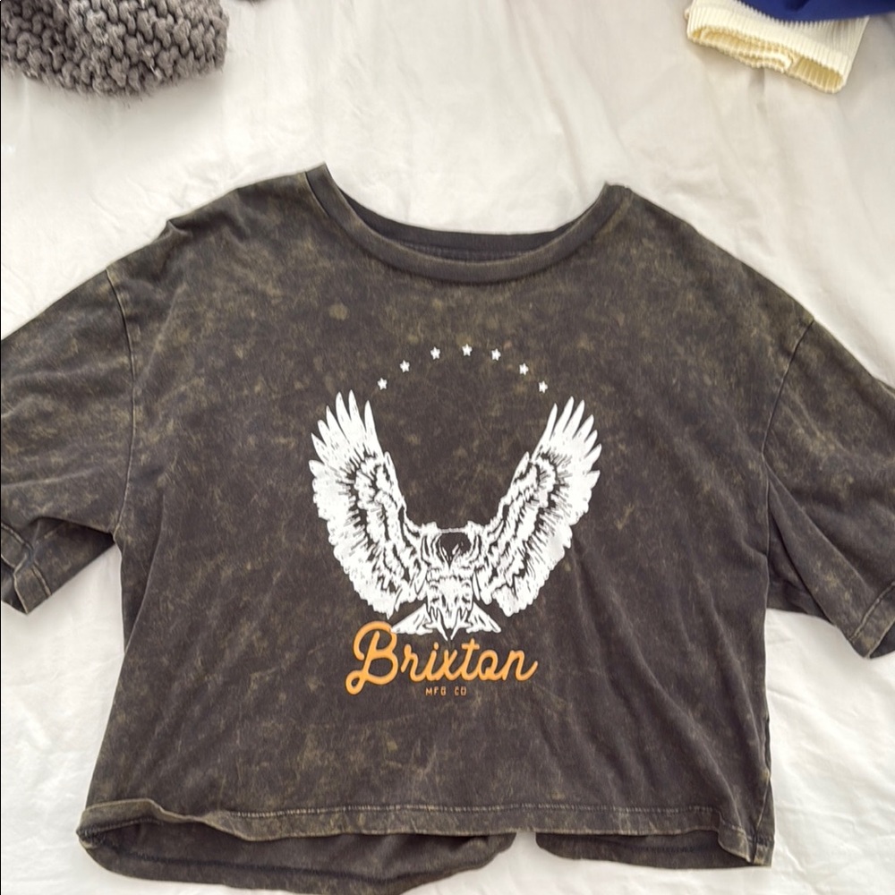 Brixton Black and White Eagle Crop Top